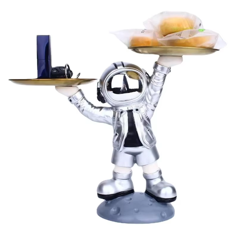 Sculpture de maison, ornement d'astronaute, plateau de rangement de bureau, support en résine, artis