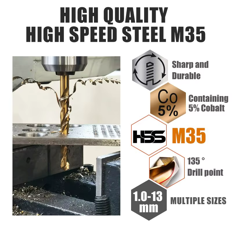 CMCP-Forets hélicoïdaux HSS, 1-13mm, M2 asile alt Coated for Wood, Metal Hole Cutter, Gun Drill Bits