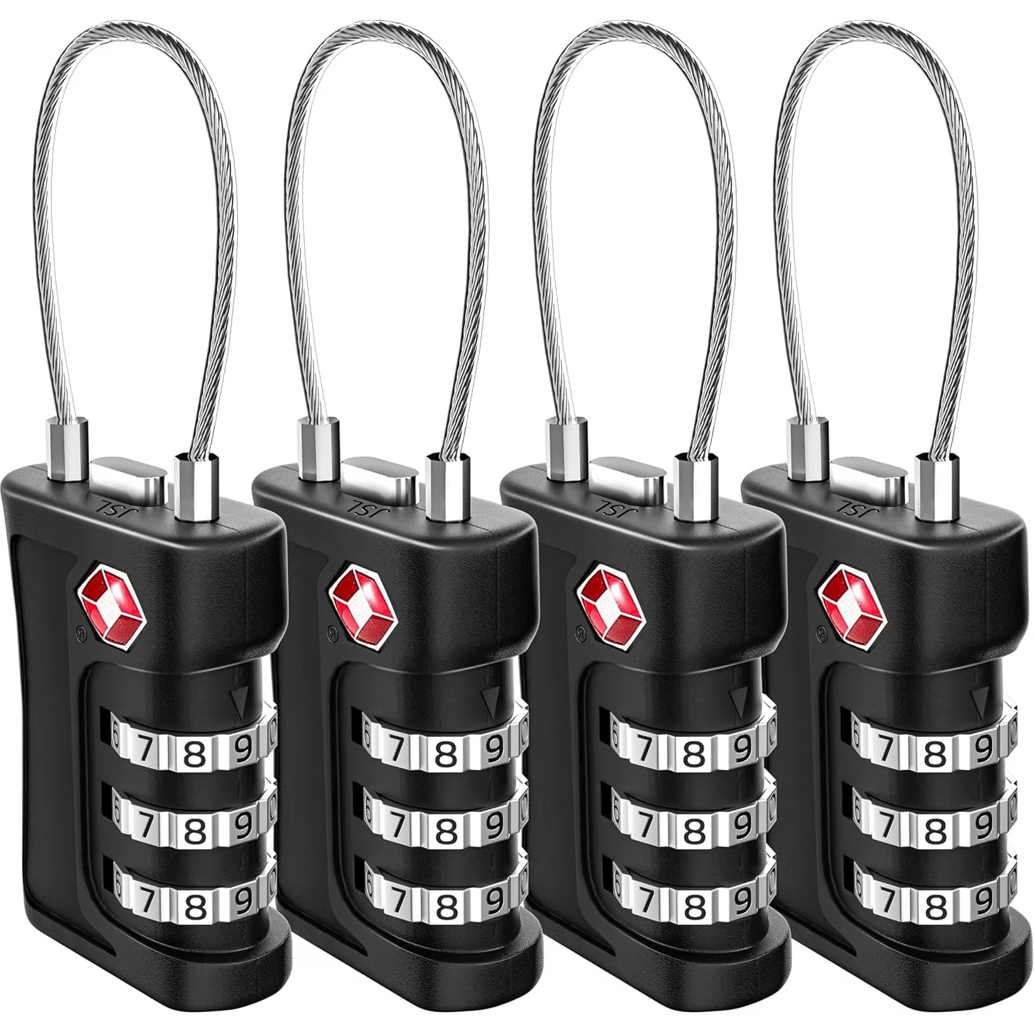 Paquet de 4 serrures à Code douanier TSA pour bagages de voyage mot de passe serrure noire variable 