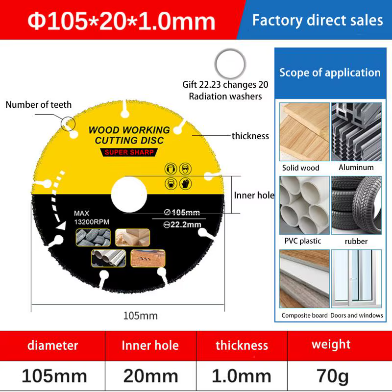 105/110/115/125mm disque de scie multi-outil coupe-bois meuleuse d'angle pour lames de scie en carbu