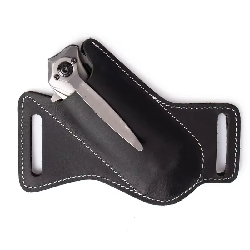 1 étui de rangement en cuir anti-rayures pour couteau pliant, avec clip de ceinture, pour couteaux d