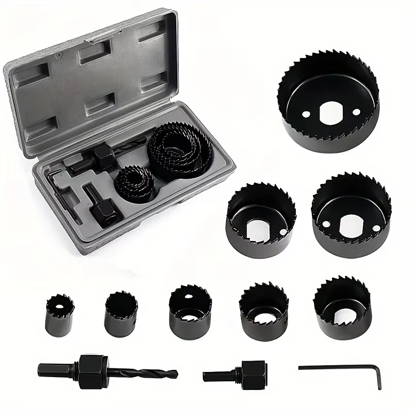 Kit de scie cloche en acier au carbone, 11 pièces, jeu de coupe-trou 19 à 64mm pour bois, PVC, plast