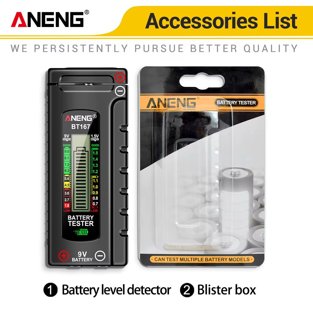 Testeur de batterie ANENG BT167, détecteur multifonctionnel, mesure rapide du niveau de batterie, pl