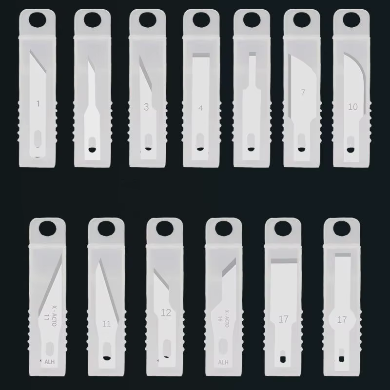 100 lames de couteau en métal antidérapantes gravées, couteaux de découpe, couteaux artisanaux pour