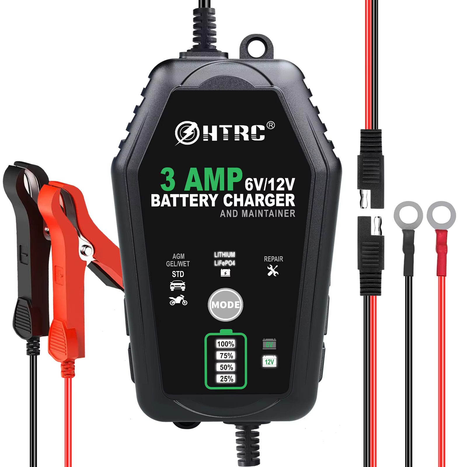 HTRC – chargeur de batterie intelligent 6V 12V 3000mA, automatique, pour Batteries au Lithium LiFePO