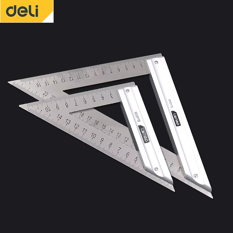 DELI – règle d'angle à 90 degrés en acier inoxydable, règle en forme de L, outil de mesure Double fa