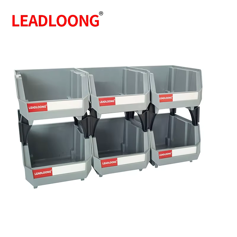Boîte de rangement en plastique empilable gris 6/24 pièces, conteneur de stockage de Garage, rangeme