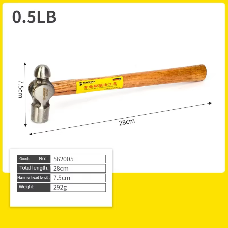 Marteau rond à manche en bois, marteau à clous en acier à haute teneur en carbone, outil de travail 