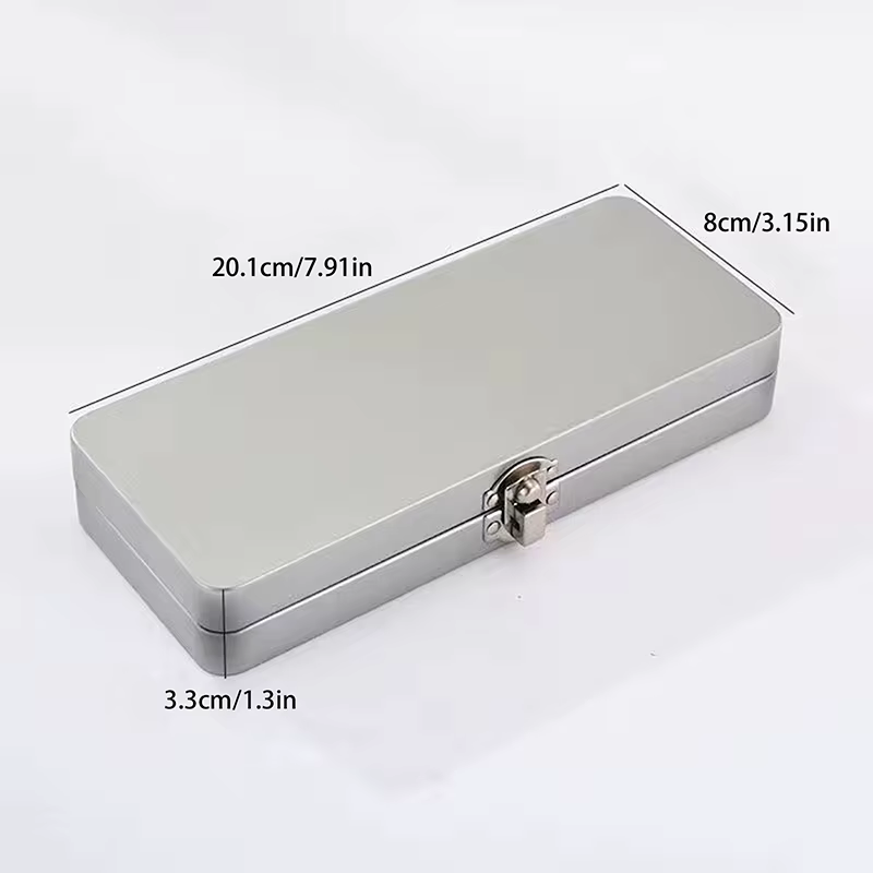 (Nouveau) 1 boîte rectangulaire en métal gris argenté avec couvercle, idéale pour ranger les facture