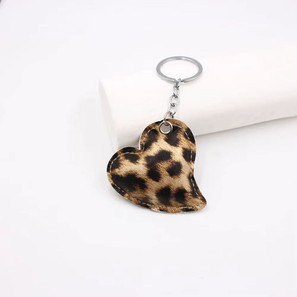 Porte-clés imprimé léopard de style Miu – Breloque de sac en cuir PU véritable avec chaîne amovible,