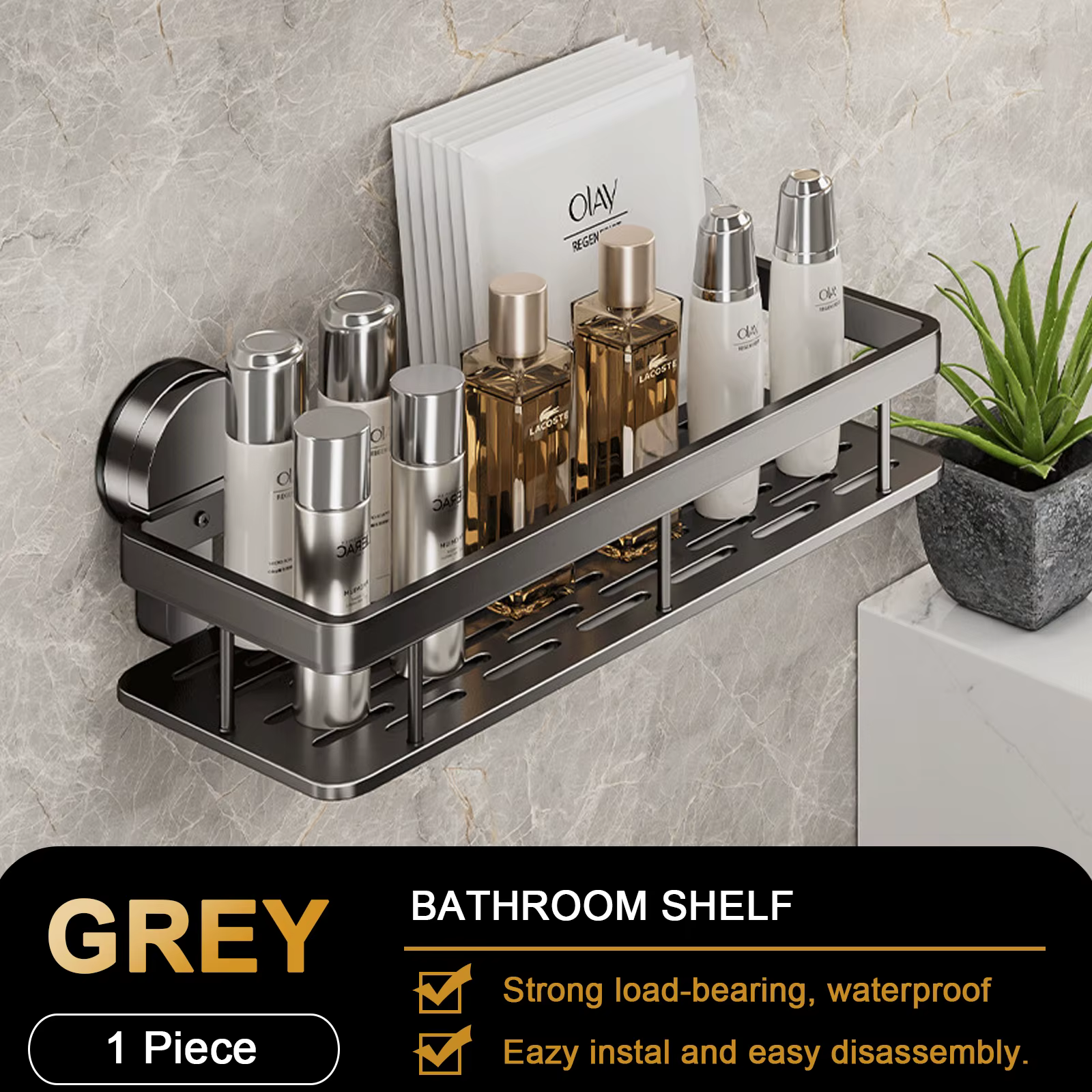 Étagère de rangement à ventouse pour salle de bain sans perçage, support mural pour shampoing, organ