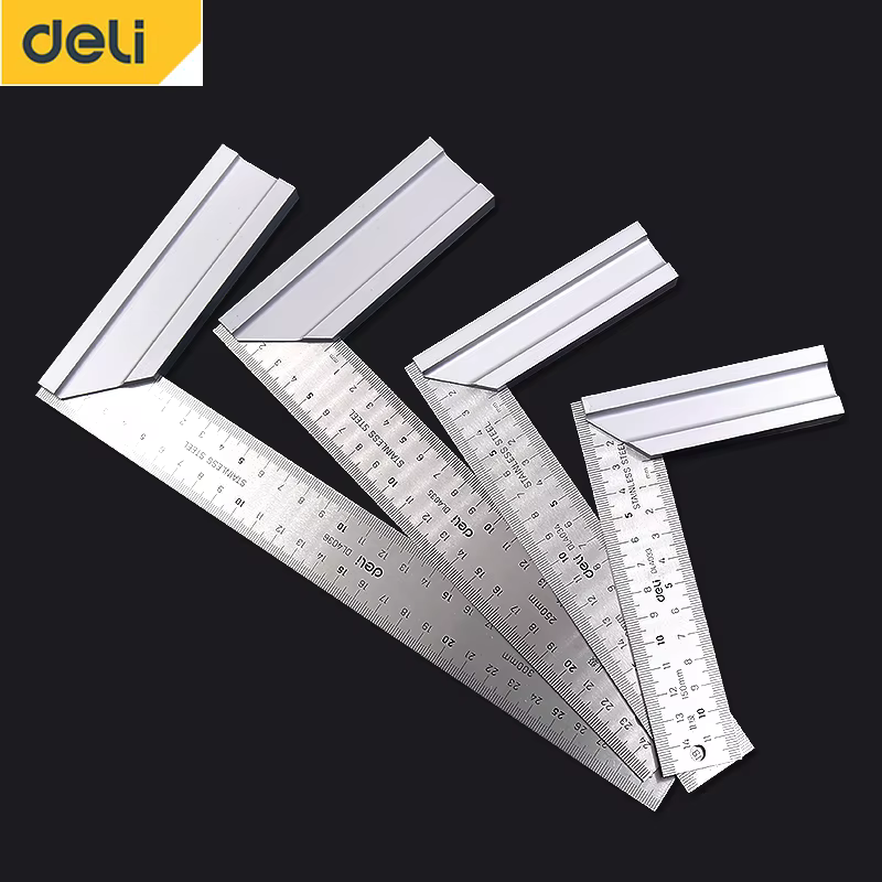 DELI – règle d'angle à 90 degrés en acier inoxydable, règle en forme de L, outil de mesure Double fa