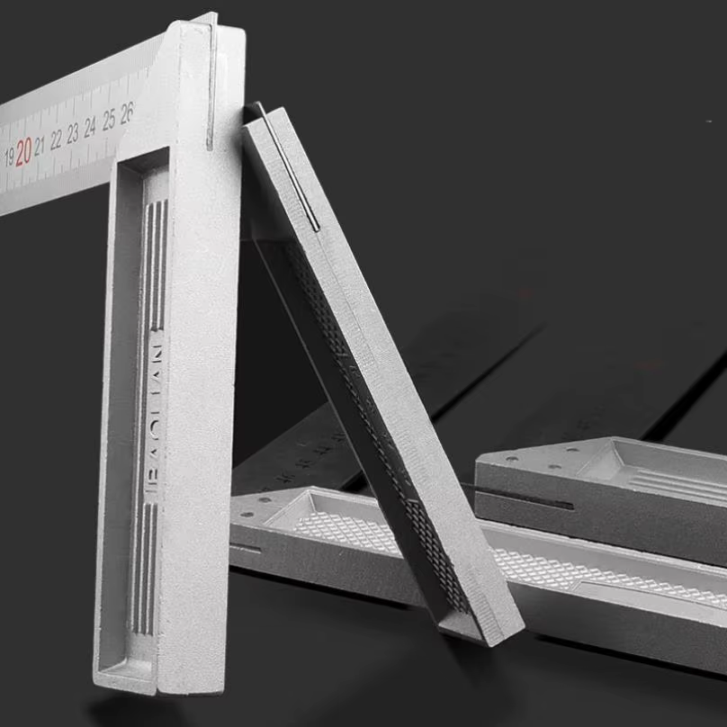Règle à angle droit en acier inoxydable, 500mm / 19.7 pouces, avec poignée épaissie