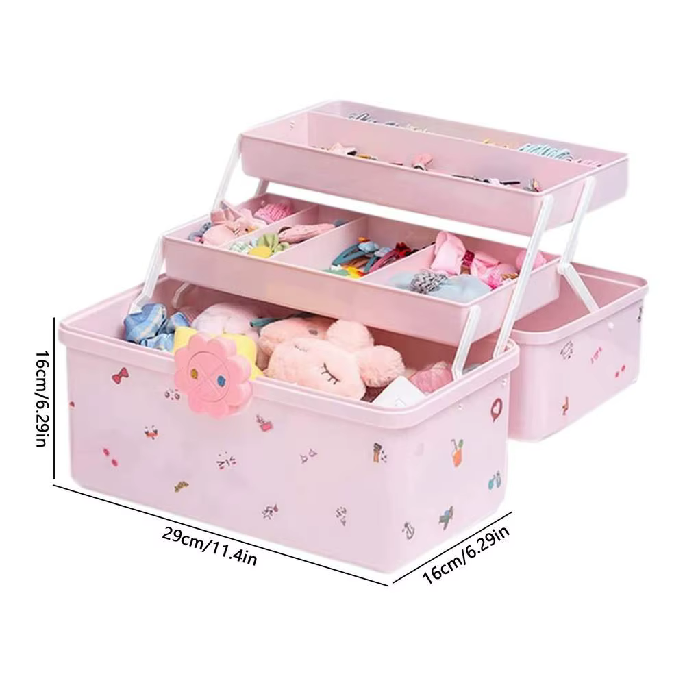 Organisateur d'accessoires pour cheveux de petite fille, boîte de rangement de pinces à cheveux à 3 
