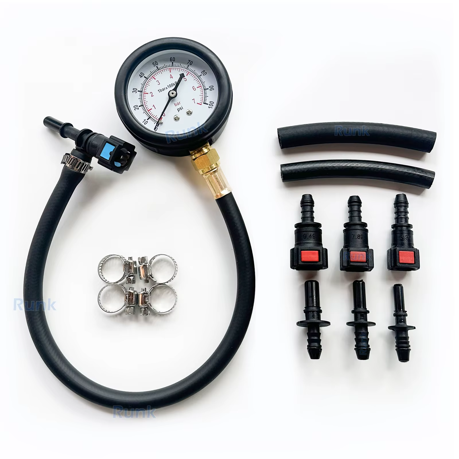 Kit de test de pression de carburant - Manomètre de pression de carburant - Kit de jauge de testeur 