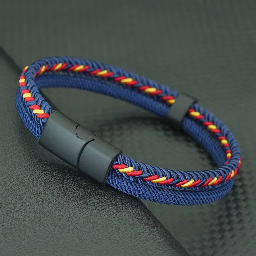 Bracelets en corde à breloques élégants pour hommes, bracelet enveloppant, Double tissage, fermoir m