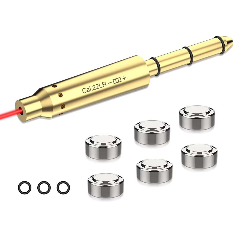 Visée d'alésage Laser rouge.22LR/.177Cal, avec 6 piles, extrémité d'anneau en caoutchouc, obturateur