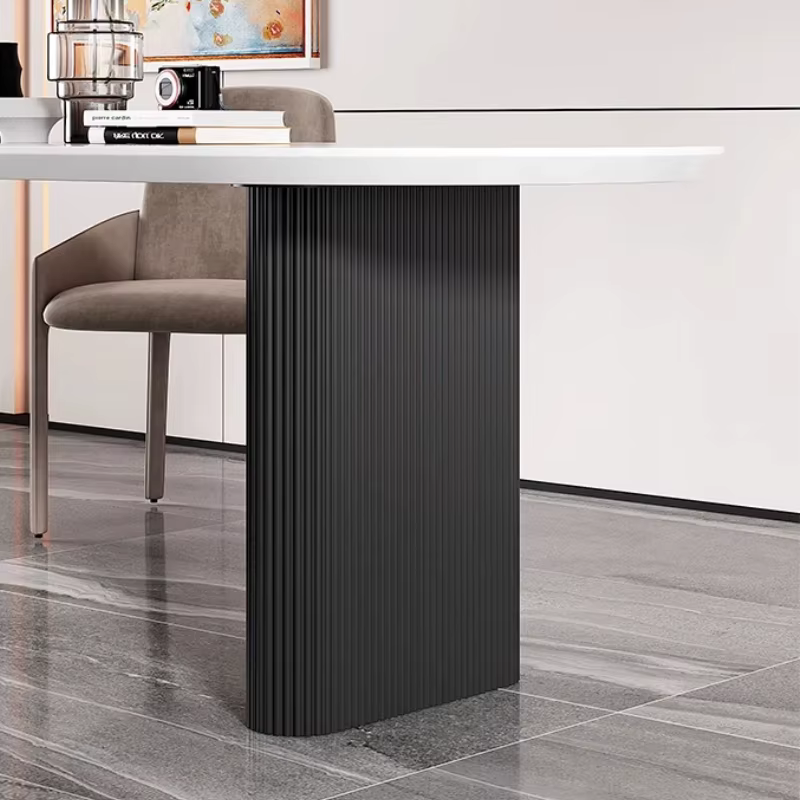 Pieds de Table ondulés esthétiques en métal crème, Base de bureau elliptique pour Support d'îlot de 