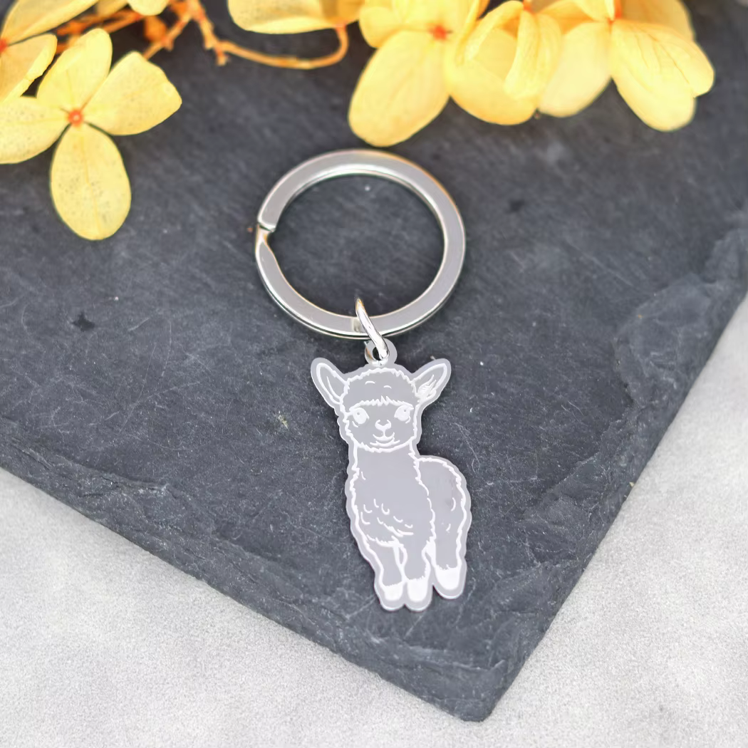 Jolis pendentifs en alpaga pour hommes, porte-clés animal mouton, bijoux décoratifs en acier inoxyda