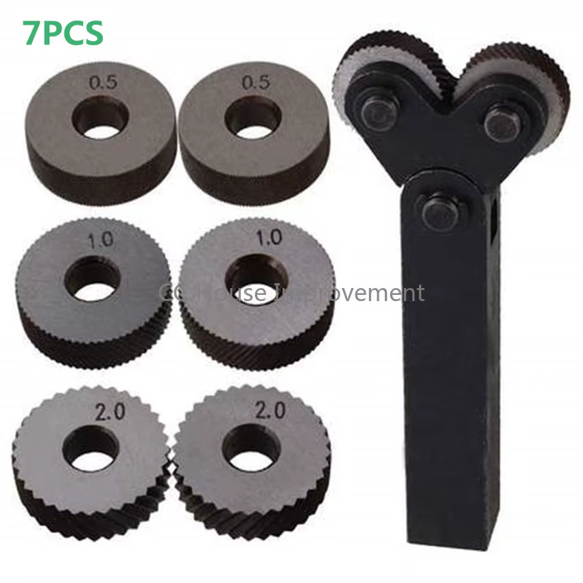 Kit d'outils de moletage à double roue, 7 pièces, 0.5mm 1mm 2mm, jeu de moletage à pas linéaire, ens