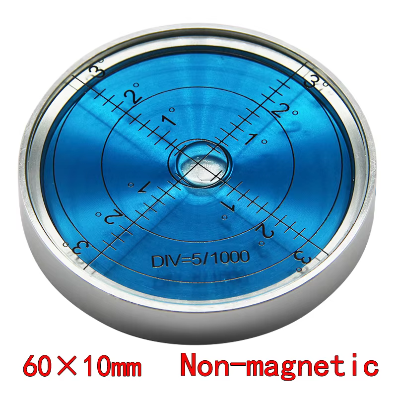 Niveau magnétique compact, bulle horizontale, haute précision, rond, métal, 60x10mm