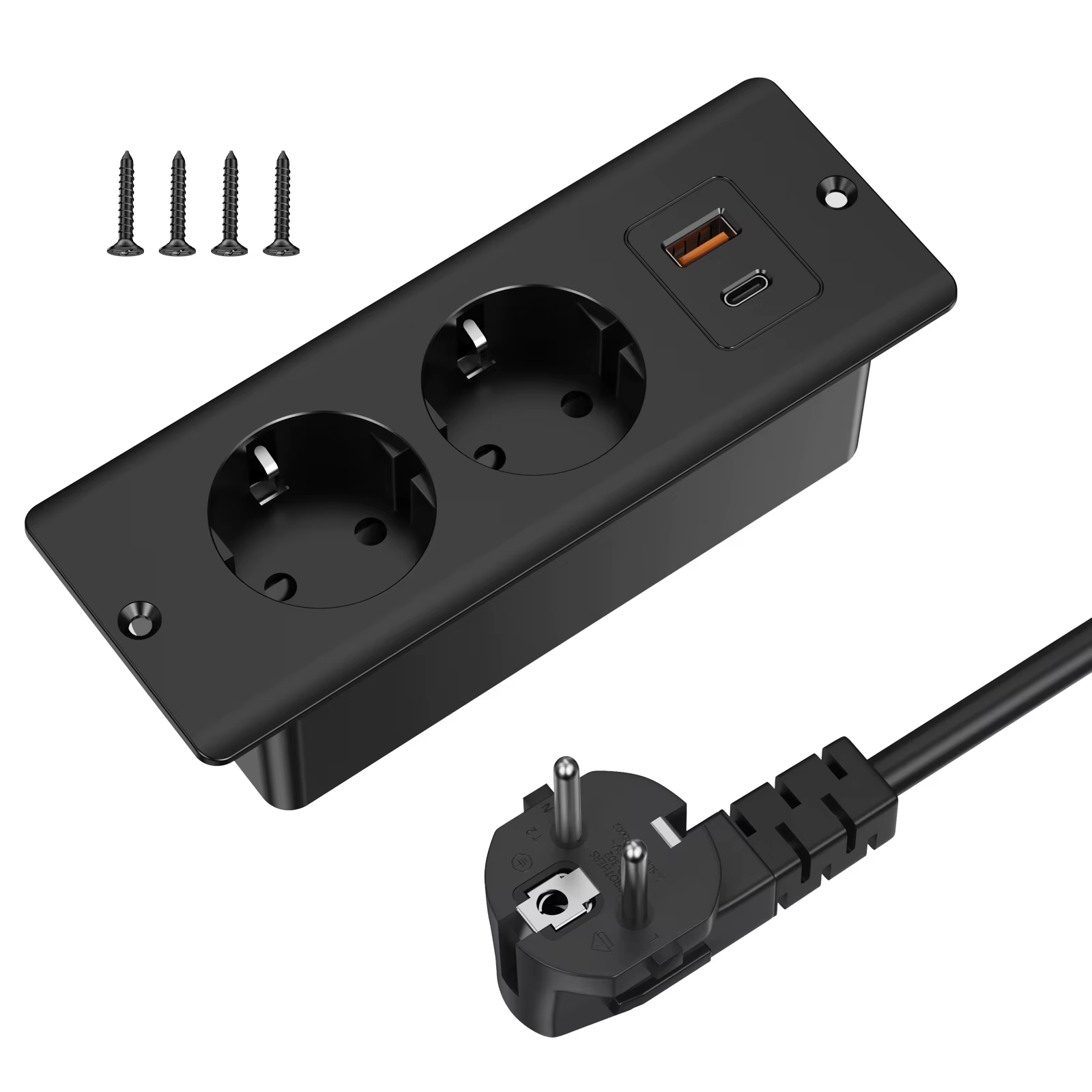 Prises encastrées sur Table ue, 1 USB-A et 1 type-c, prise de courant cachée de bureau intégrée avec