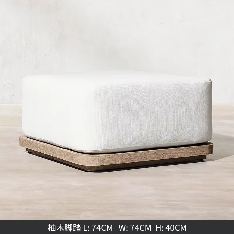 Ensemble de mobilier d'extérieur moderne imperméable avec pédale, banc en teck et canapé en rotin po