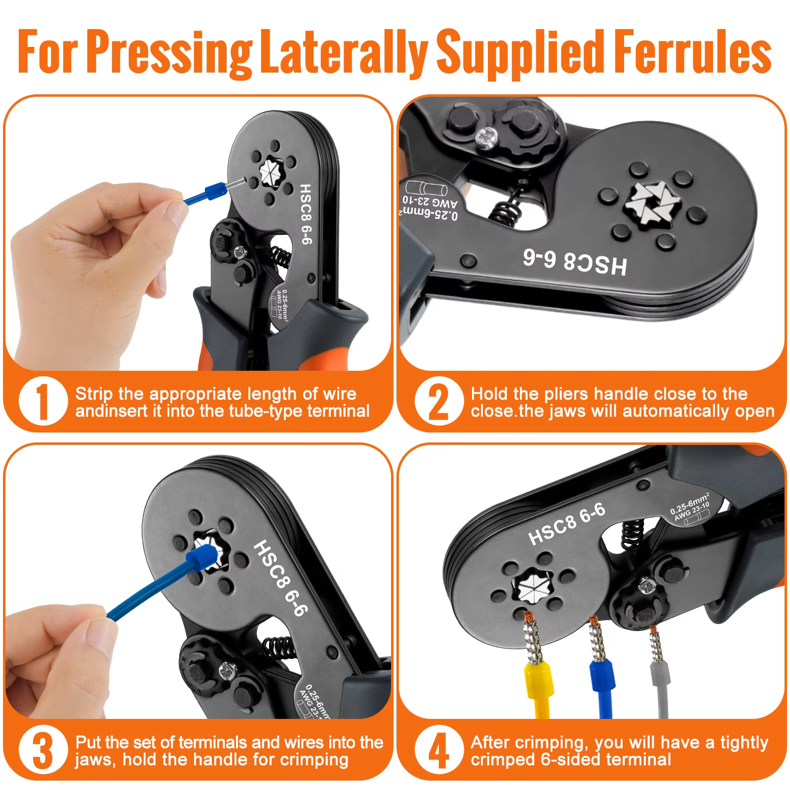 Kit d'outils de sertissage de virole avec bornes de virole, sertisseuse de fil à cliquet auto-ajusta