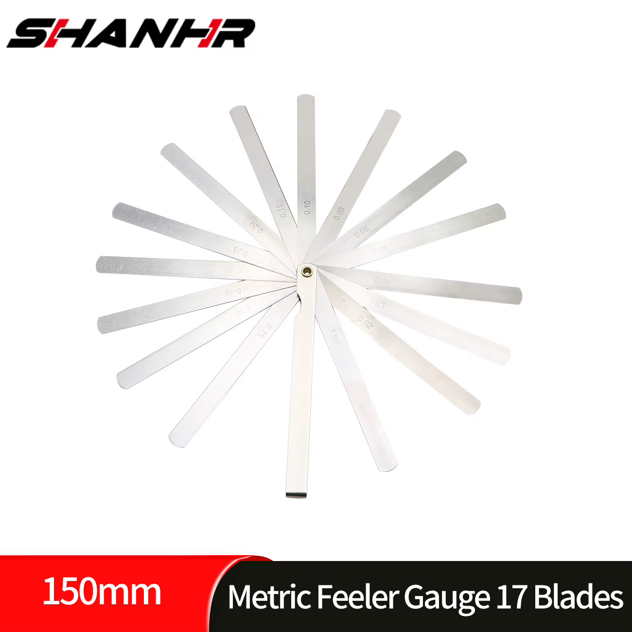 Jauge à Épaisseur Métrique Portable SHANHR, 150 mm de Longueur, 17 Lames, Jauge à Épaisseur Métrique