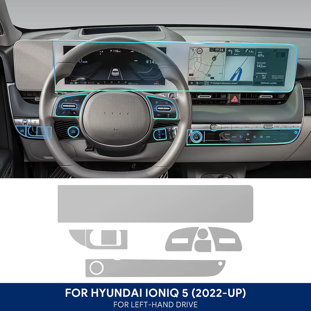 Film PPF pré-découpé pour l'intérieur du Hyundai IONIQ 5 2022-2024, protection contre les rayures de