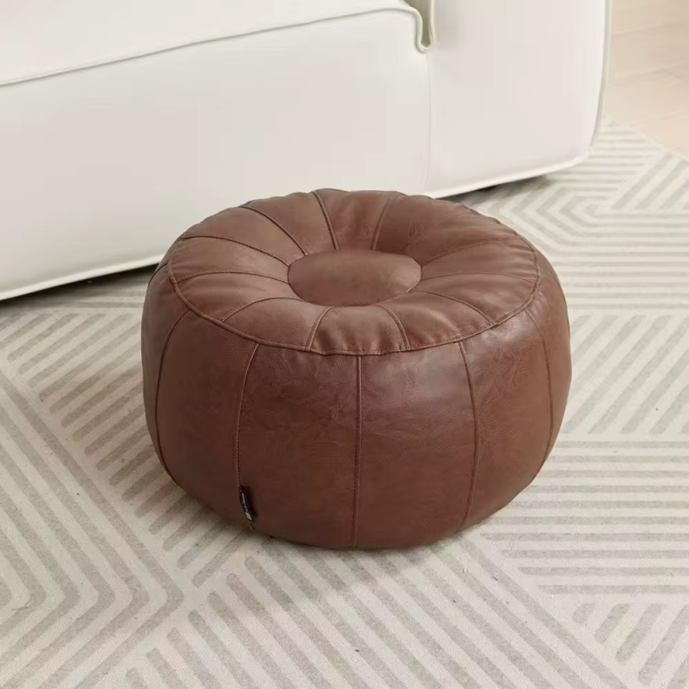 Banc de rangement rond en similicuir non rembourré, à remplir de vêtements, chaise de rangement pour