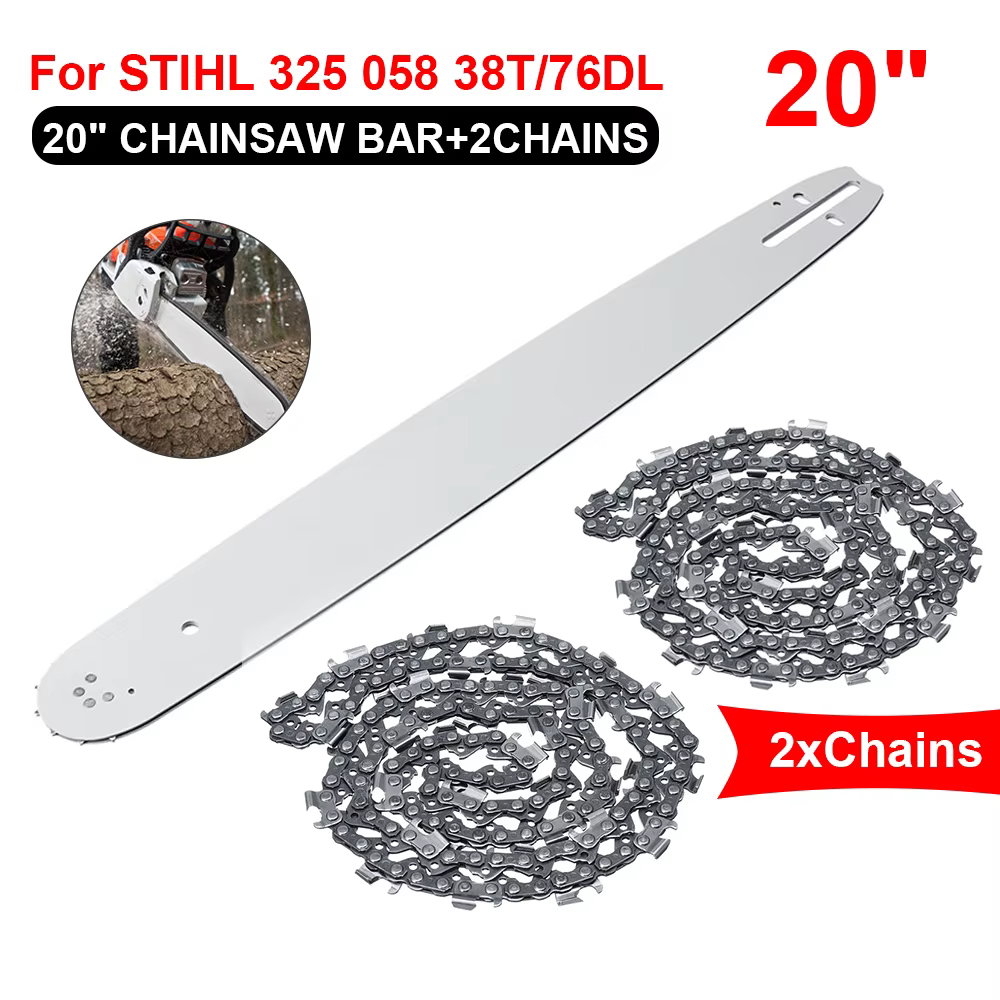 Barre de guidage de tronçonneuse de 20 pouces avec 2 pièces scie JO0.325 "pas 0.058" 76DL pour STIHL