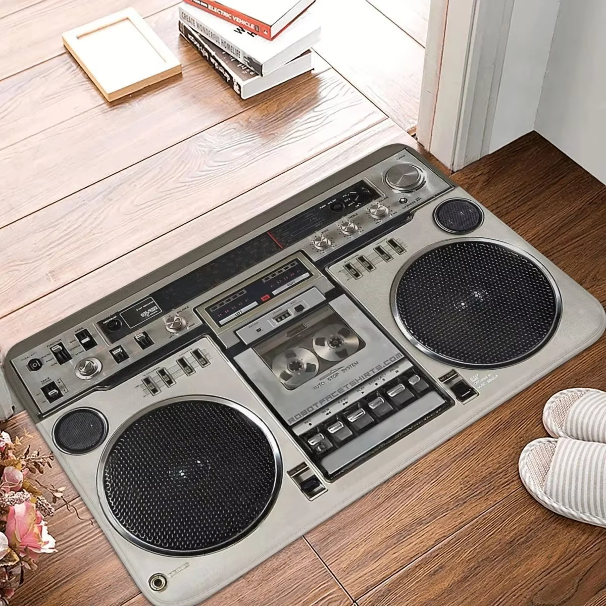 Radio rétro paillasson d'entrée de maison, tapis décoratif pour chambre à coucher, pour salon, cuisi