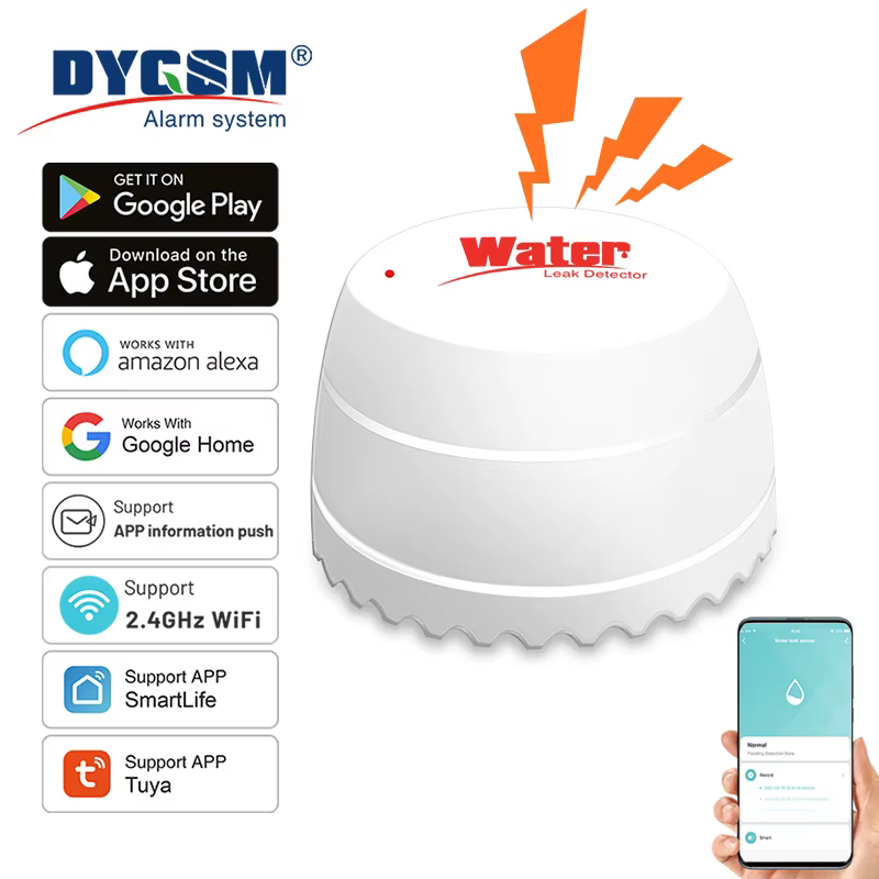 Tuya-Détecteur de fuite d'eau WiFi, capteur d'inondation, Smart Life, surveillance à distance, sécur