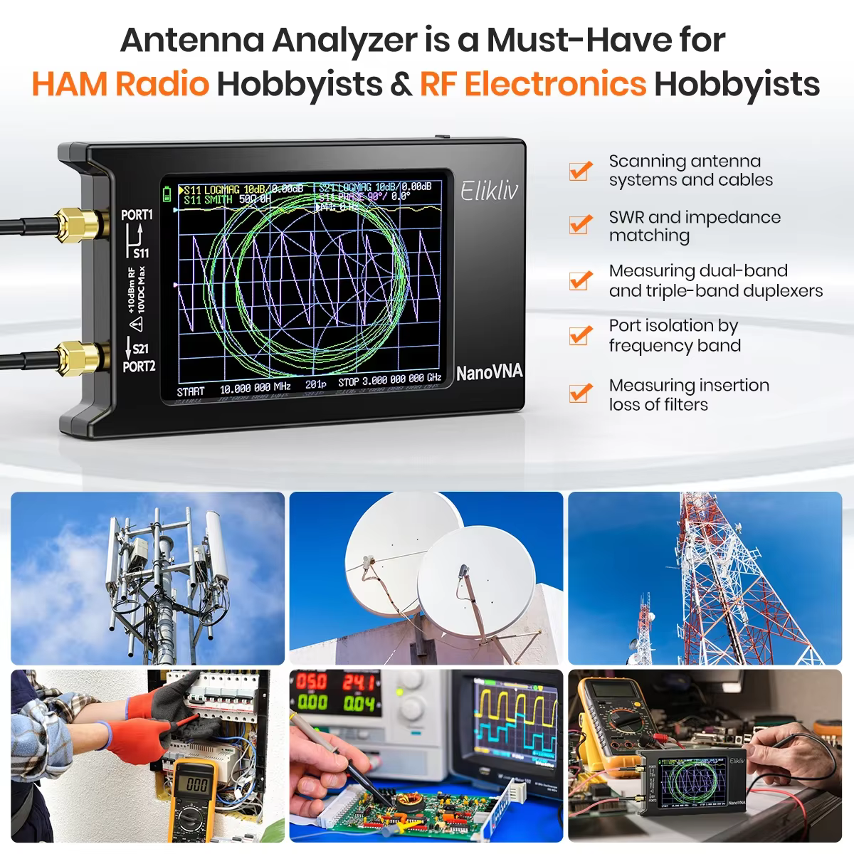 Analyseur de réseau vectoriel NanoVNA-H4, 10KHz-1.5GHz, MF HF VHF UHF, analyseur d'antenne, Tuner d'