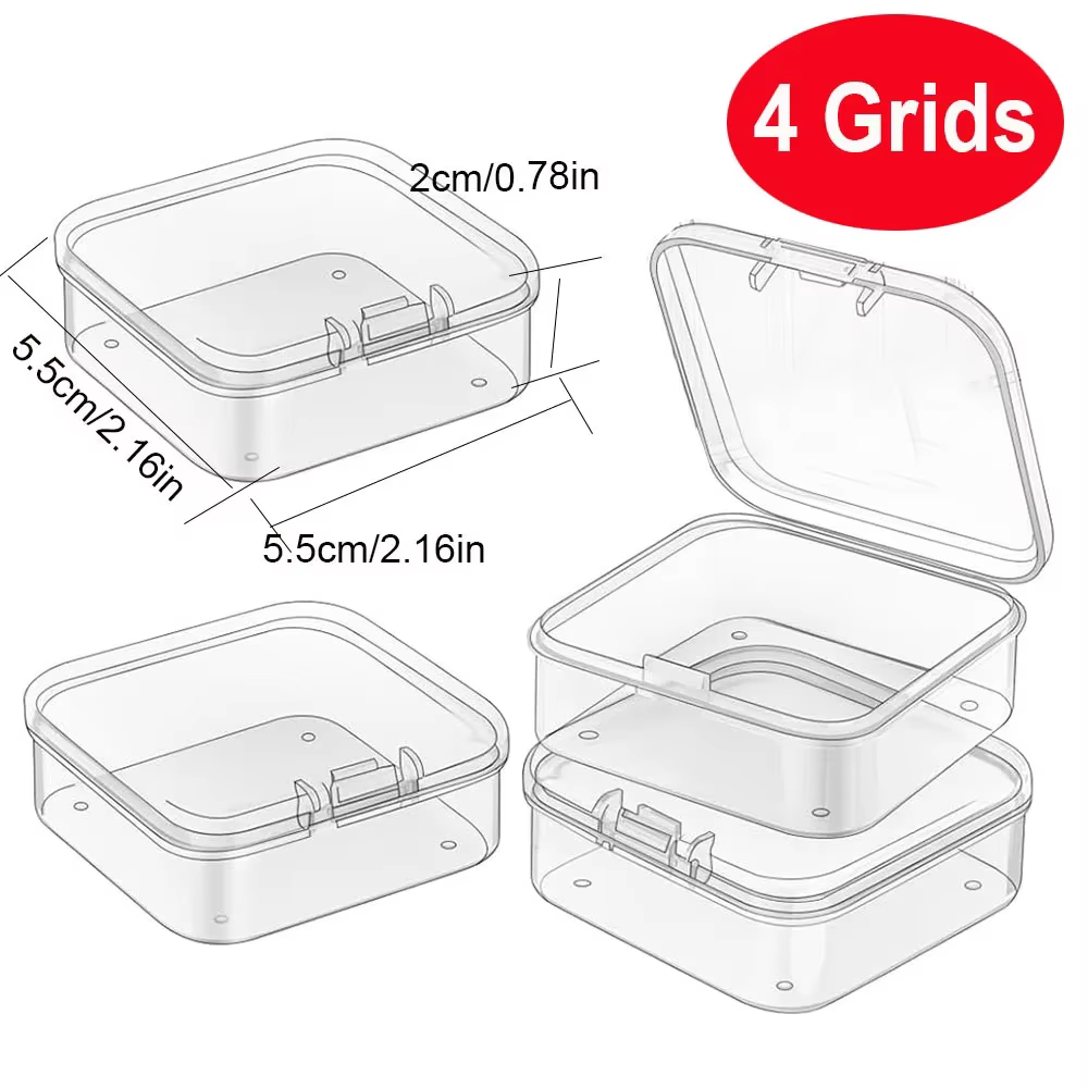 Boîte de rangement transparente avec couvercle, organisateur artisanal Portable, compartiments régla