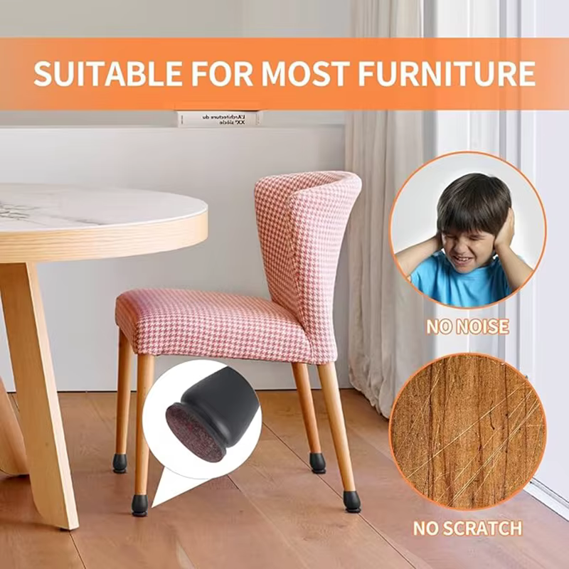 Protecteur de sol pour pieds de chaise, 8 pièces, couvre-pieds en feutre 15 ° Diagonal avec coussi