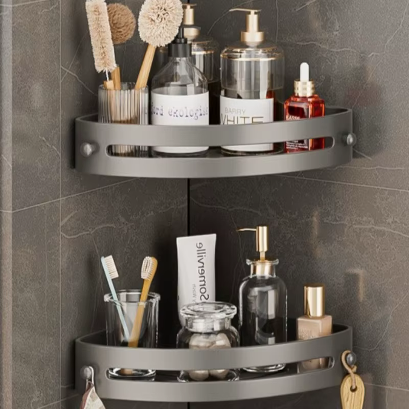 Étagère d'angle murale sans perçage, 2 pièces, support de rangement de salle de bain en ABS Durable