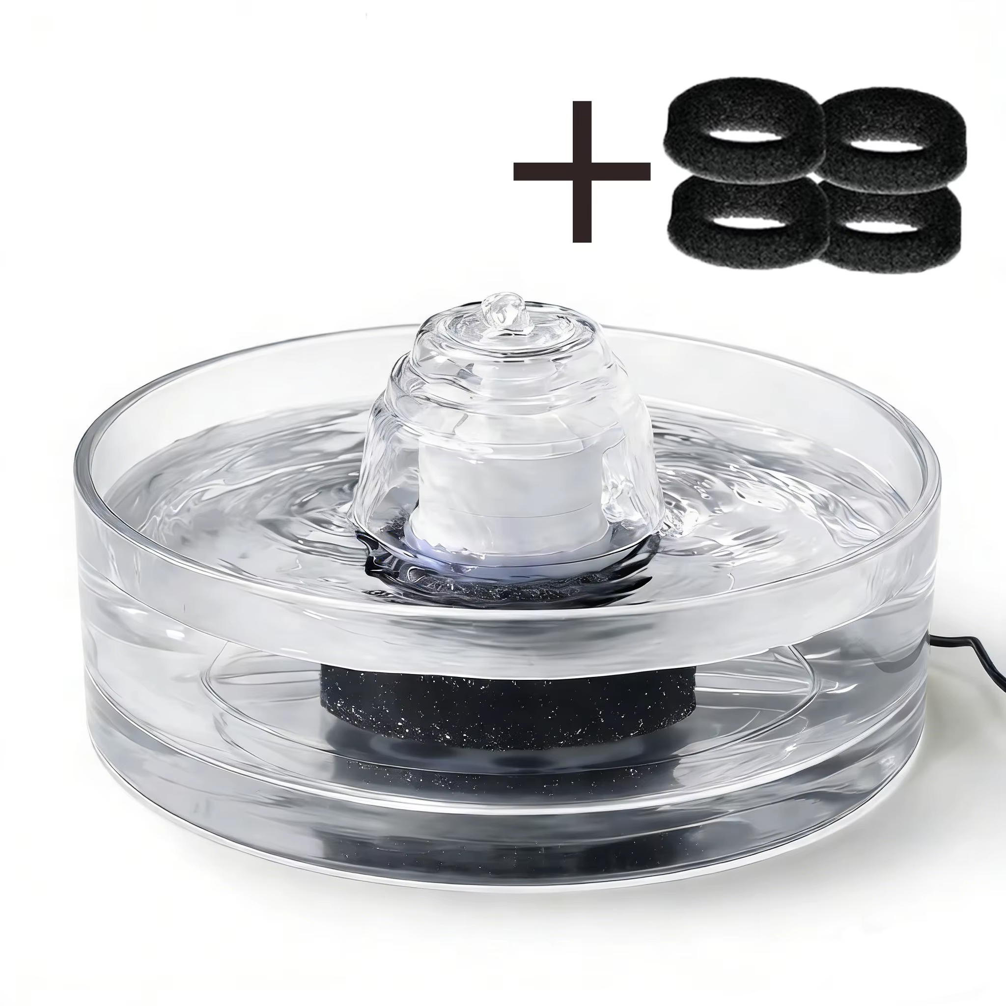 Fontaine à eau pour animaux domestiques, pour chat d'intérieur et petit chien, en verre, 90 oz/2,7 L