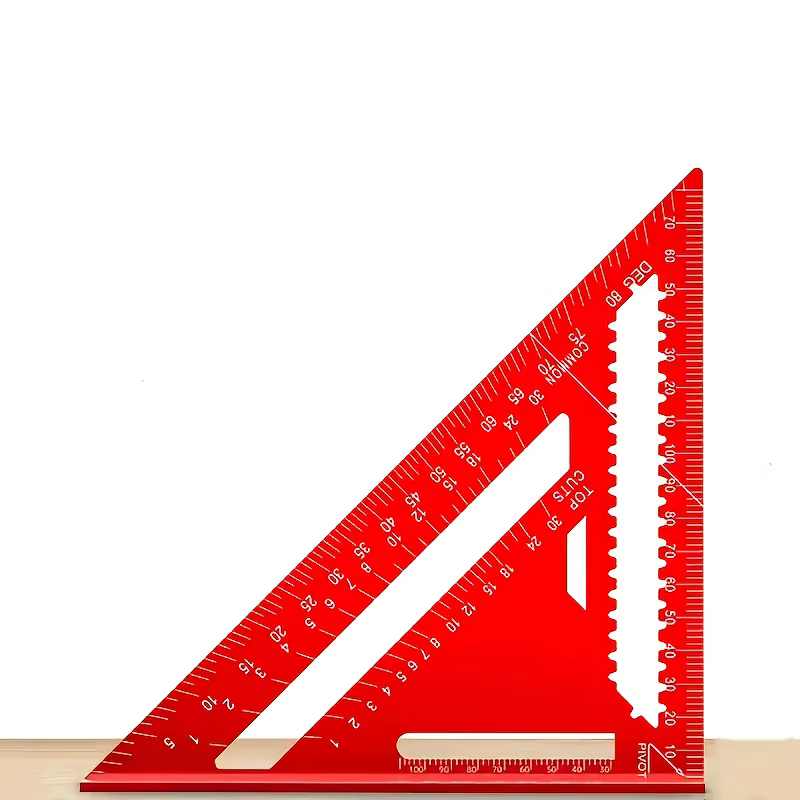 Carré en aluminium de précision-règle triangulaire rouge pour le travail du bois, projets de décorat