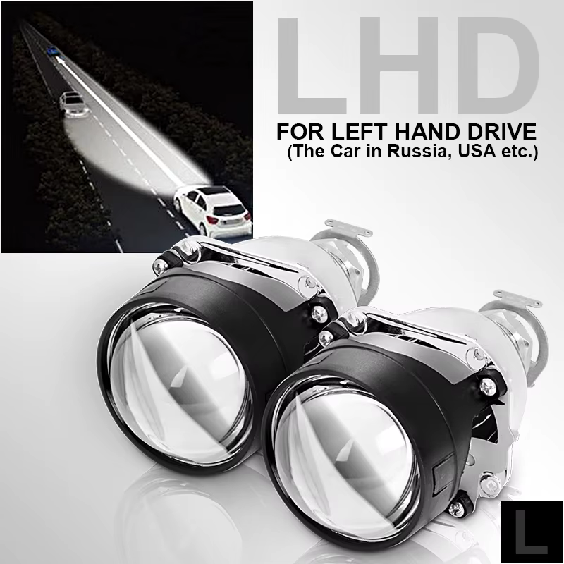 RACBOX 2 pièces 2.5 pouces universel Bi Xenon HID projecteur lentille argent noir Shroud H1 Xenon LE