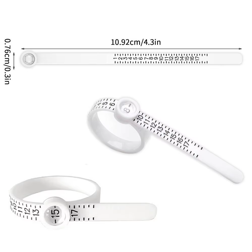 Jauge de taille de bague en plastique, règle de mesure pour bijoux