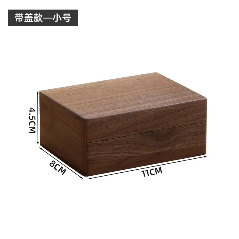 Boîtes de rangement en noyer noir, rangement de bureau rétro avec serrure, bijoux et débris ménagers