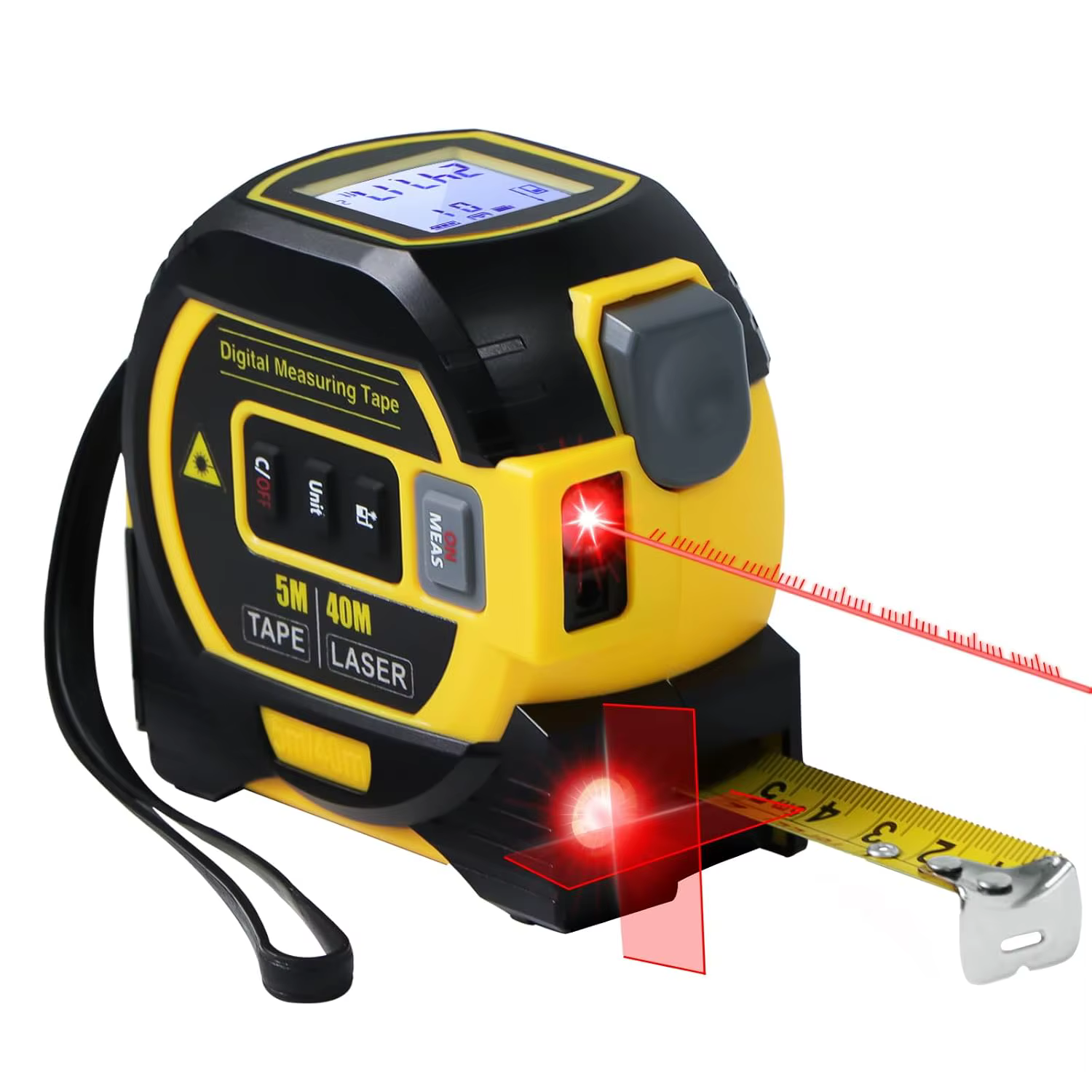 Ruban à mesurer Laser 3 en 1 avec grand écran LCD, outil de mesure Laser numérique po/pied/m, balanc