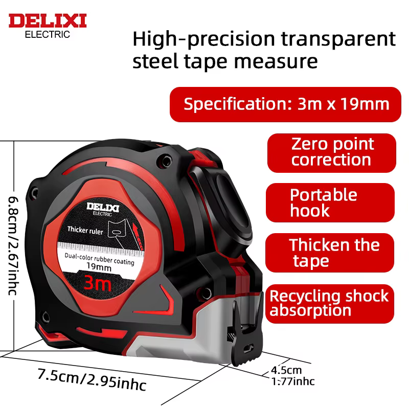 DELIXI – ruban à mesurer électrique en acier, 3/5/7, 5/10m, règle de mesure Double face métrique et 