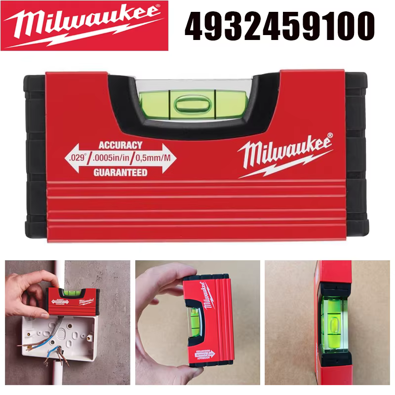 Milwaukee 4932459100 Niveau MINBOX 10 cm Haute Précision 0,5 mm/m pour Espaces Confinés, Installatio