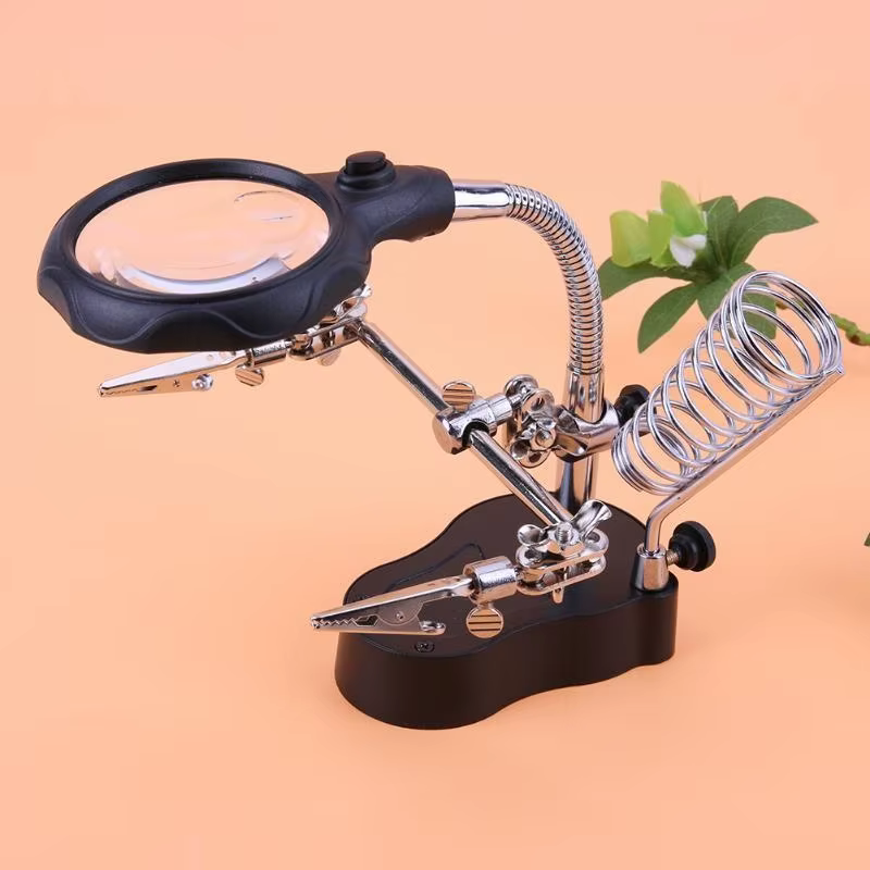 Loupe de bureau Loupe de soudage support LED outil de réparation de soudure Loupe troisième main pou