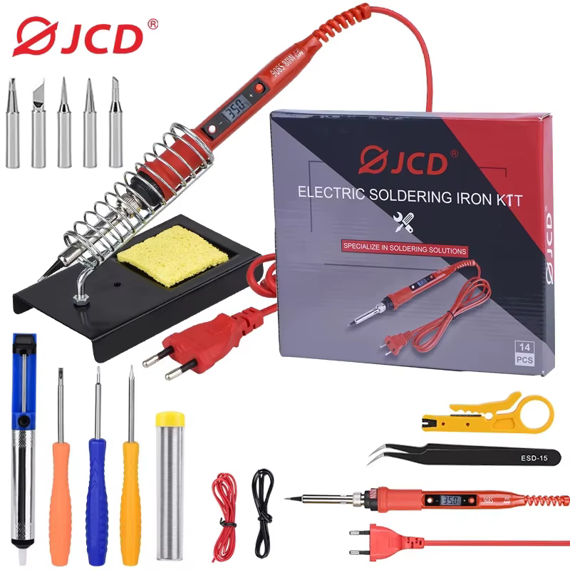 JCD-Kit de fer à souder à température réglable, 220V, 80W, LCD, outils de soudage, chauffage en céra