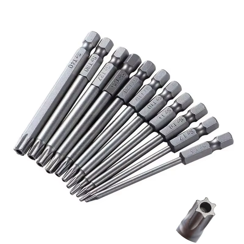 Jeu d'embouts de tournevis Torx creux 75 150mm, tige hexagonale 1/4, têtes de tournevis étoile de sé
