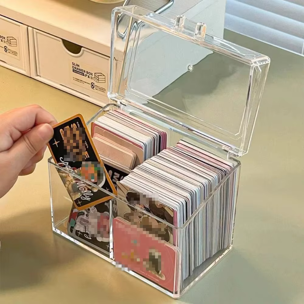 Boîte de rangement transparente en acrylique pour cartes, capacité de 400 cartes postales, 12x10,5 c